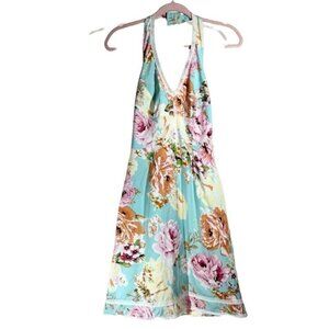 Jade by Melody Tam Floral Halter Fit and Flare Dress open back Cottagecore